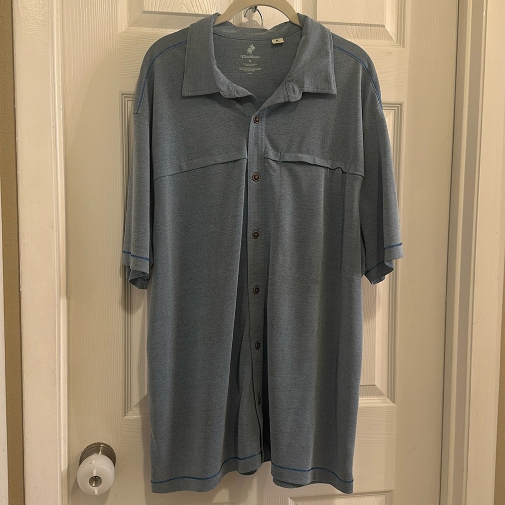 Caribbean Modal/Polyester Mens Button Up  XL Shirt